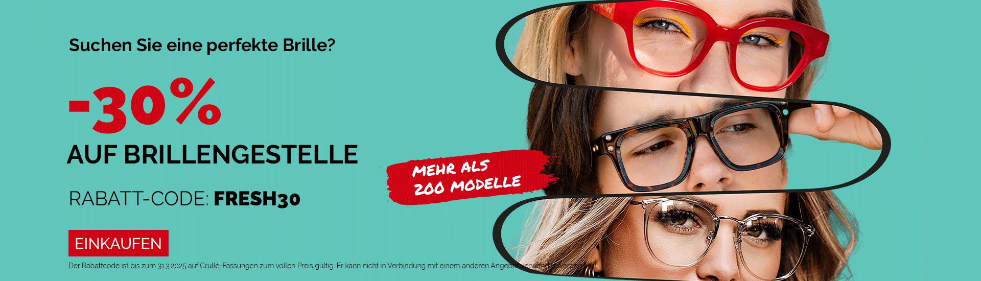 30 % Rabatt auf Brillengestelle