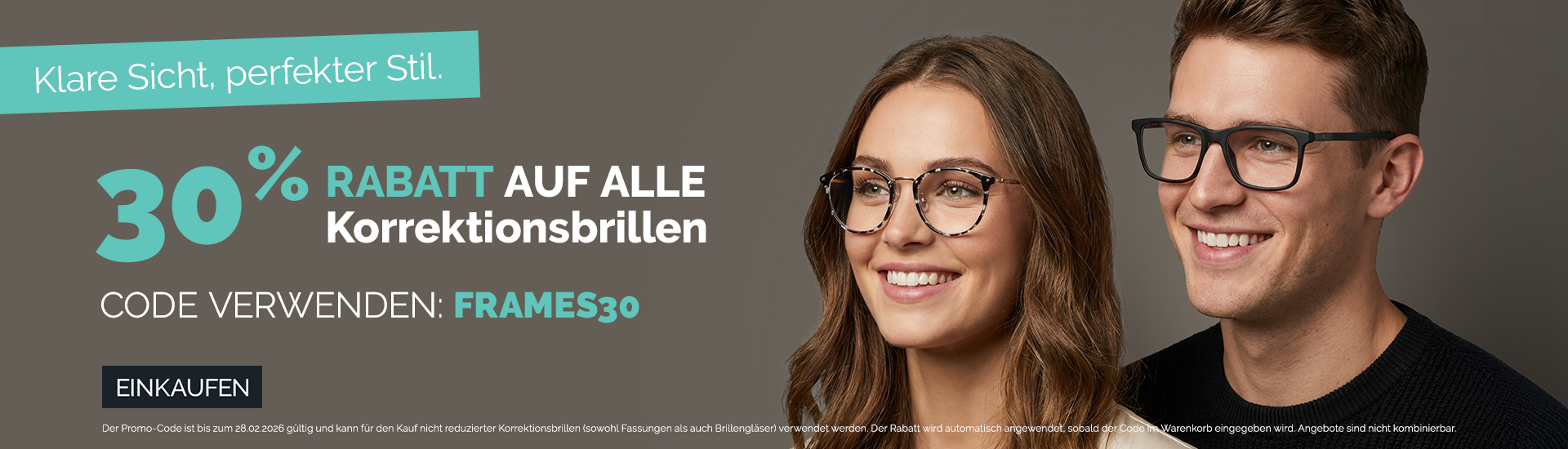 30 % Rabatt auf Brillengestelle