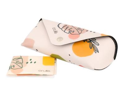 Glasses case Crullé with cleaning cloth - Pastel Plant